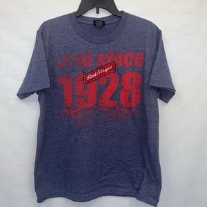 Red Stripe T-Shirt Men’s Extra Large Multicolor Short Sleeve Cotton Blend Logo